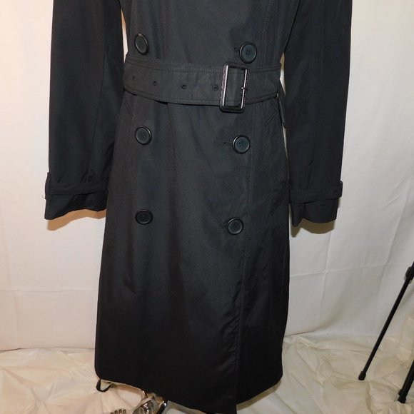 Norma Kamali Double Breasted Belted Black Trench Coat Size Medium Career - Picture 5 of 15